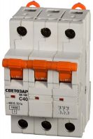 Выключатель автоматический СВЕТОЗАР 3-полюсный, 40 A, "C", откл. сп. 10 кА, 400 В