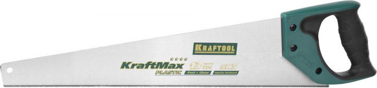 Ножовка KRAFTOOL "EXPERT" "KraftMax" PLASTIC, быстр и точный рез, для подокон, пластик панелей и труб, 3 /14 TPI, 500мм