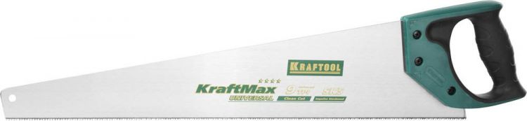 Ножовка KRAFTOOL "EXPERT" "SuperMax", универсальный точный рез, универсальный мелкий закаленный зуб, 9/10 TPI, 550мм