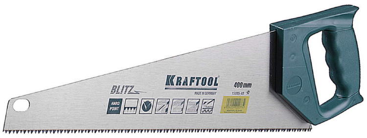 Ножовка KRAFTOOL "PRO" "BLITZ" закал прямой зуб S-RL, 7/8 TPI, 400мм