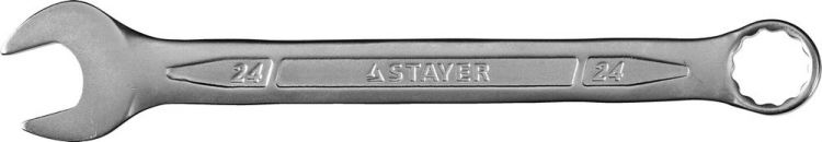 Ключ гаечный комбинированный, Cr-V сталь, хромированный, 24мм