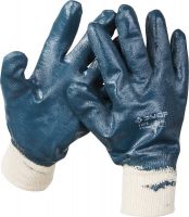 Перчатки ЗУБР "МАСТЕР" рабочие с манжетой, с полным нитриловым покрытием