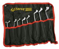 Набор STAYER Ключи "МАСТЕР" накидные изогнутые, Cr-V, 7-22мм, 8 предметов