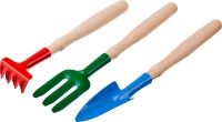 Набор РОСТОК для ухода за комнатными растениями с деревянными ручками: Вилка, грабельки, совок, 3 предмета