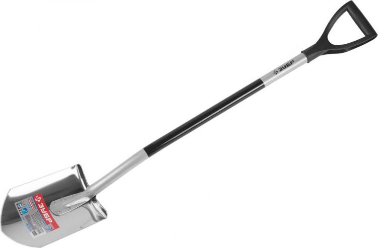 Лопата ЗУБР из нержавеющей стали, алюминиевый черенок, 280х190х1200мм