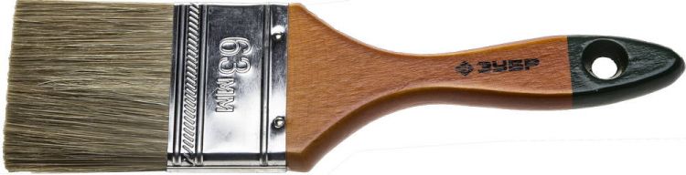 Кисть плоская ЗУБР "ЛАЗУРЬ-МАСТЕР", смешанная щетина, деревянная ручка, 63мм