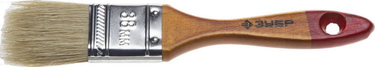 Кисть плоская ЗУБР "УНИВЕРСАЛ-МАСТЕР", натуральная щетина, деревянная ручка, 38мм