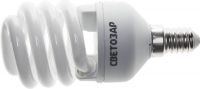Энергосберегающая лампа СВЕТОЗАР "КОМПАКТ" спираль,цоколь E14(миньон),Т2,теплый белый свет(2700 К), 10000час, 15Вт(75)