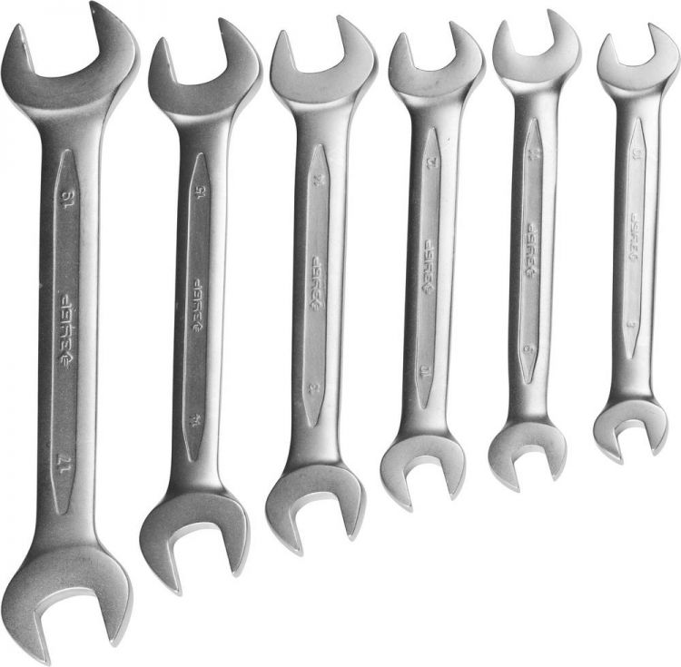 Набор ЗУБР "ПРОФИ": Ключи гаечные рожковые, Cr-V сталь, хромированные, 8х19мм, 6шт