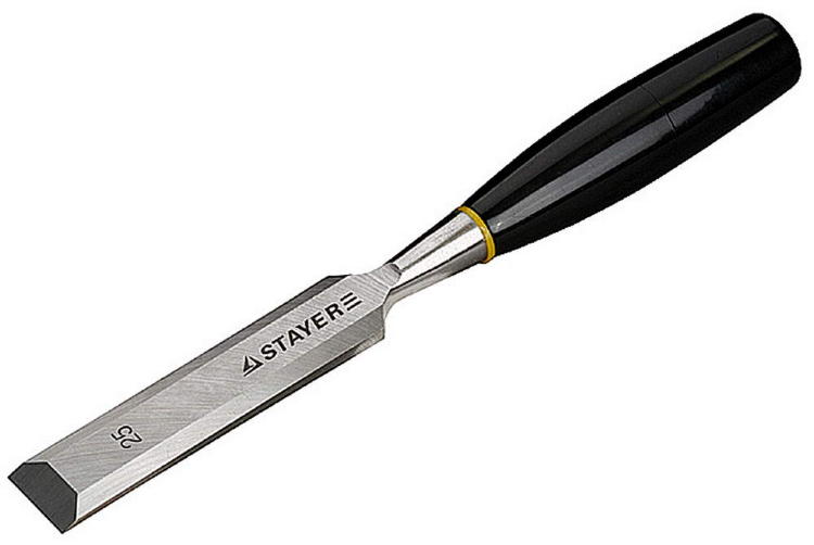 Стамеска STAYER "STANDARD" "ЕВРО" плоская с пластмассовой ручкой, 25мм