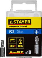 Биты STAYER "PROFESSIONAL" ProFix Pozidriv, тип хвостовика C 1/4", № 3, L=25мм, 10шт