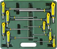 Набор KRAFTOOL Ключи "INDUSTRIE" имбусовые,Cr-Mo(S2),Т-образные,эргоном двухкомп рукоятка,TORX Hole 10-50,9 шт,в боксе