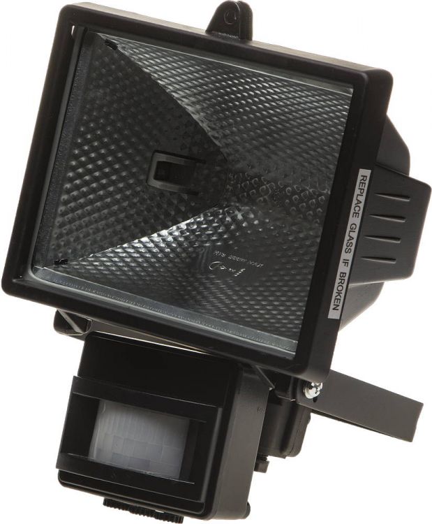 Прожектор галогеновый СВЕТОЗАР с датчиком движения, с дугой крепления под установку, цвет черный, 500Вт