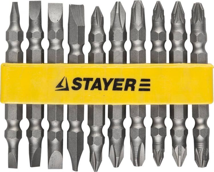 Набор STAYER Биты "MASTER" двухсторонние в пластиковом держателе, Cr-V, 10 предметов