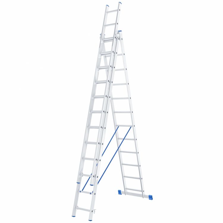Лестница, 3 х 12 ступеней, алюминиевая, трехсекционная СИБРТЕХ Pоссия