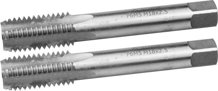 Метчики ЗУБР "ЭКСПЕРТ" машинно-ручные, комплектные для нарезания метрической резьбы в сквозных отверстиях, М18х2,5, 2шт