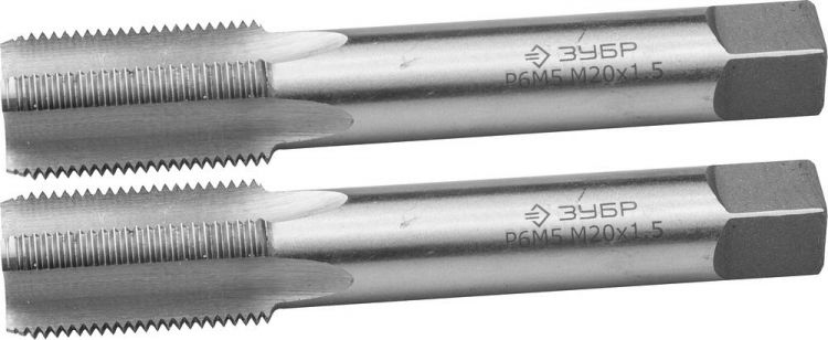 Метчики ЗУБР "ЭКСПЕРТ" машинно-ручные, комплектные для нарезания метрической резьбы, М20 x 1,5, 2шт