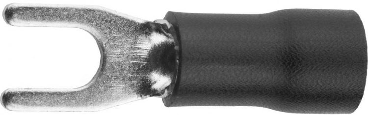 Наконечник СВЕТОЗАР для кабеля, изолированный, с вилкой, черный, вн. d 4,3мм, под болт 6мм, провод 2,5-4мм2, 37А,