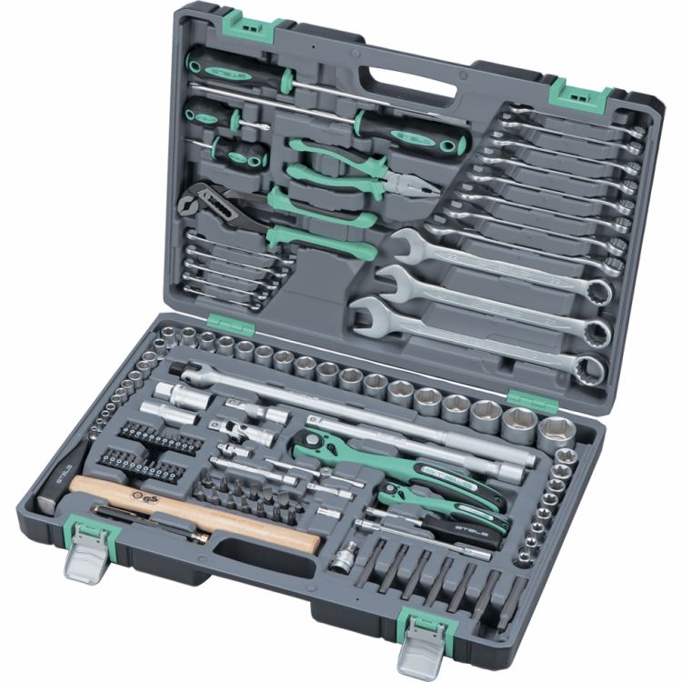 Набор инструмента, 1/4", 1/2", Cr-V, S2, усиленный кейс, 119 предм. STELS Набор инструмента, 1/4", 1/2", Cr-V, S2, усиленный кейс, 119 предм. STELS