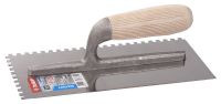 Гладилка ЗУБР "ЭКСПЕРТ" нержавеющая с деревянной ручкой, зубчатая, 6х6мм, 130х280мм