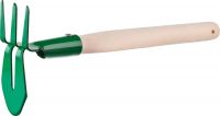 Мотыга-рыхлитель РОСТОК с деревянной ручкой, "лепесток+3 зуба" прямая, ширина рабочей части - 65мм