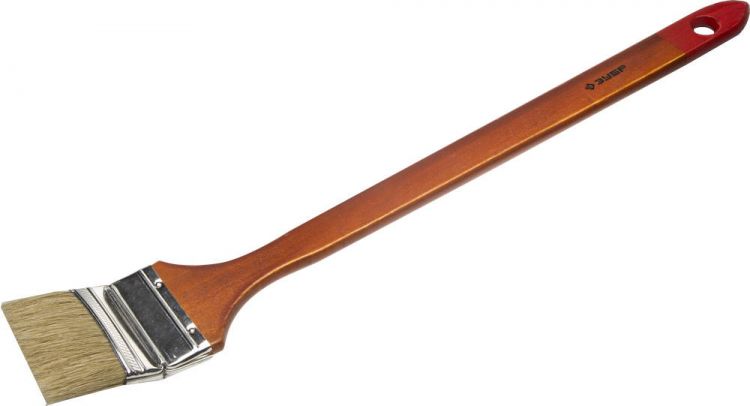 Кисть радиаторная угловая ЗУБР "УНИВЕРСАЛ-МАСТЕР", светлая натуральная щетина, деревянная ручка, 75мм