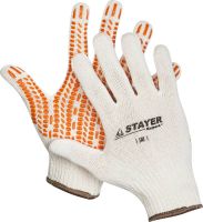 Перчатки STAYER "EXPERT" трикотажные с защитой от скольжения, 10 класс, х/б