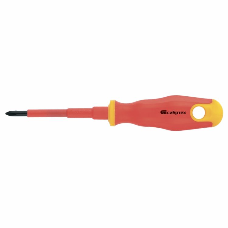 Отвертка диэлектрическая PH1*80mm, CrV, до 1000В, двухкомпонентная рукоятка СИБРТЕХ Отвертка диэлектрическая PH1*80mm, CrV, до 1000В, двухкомпонентная рукоятка СИБРТЕХ