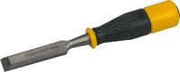 Стамеска KRAFTOOL "EXPERT" упрочненное полотно, ударочпрочная двухкомп ручка, стальной затыльник для ударных работ,18мм
