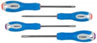 Набор ЗУБР "ПРОФИ": Отвертки 3-комп. рукоятка, магнит наконечник, Сr-V, SL: 5.5, 6, PH: 1, 2, 4 предмета