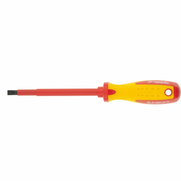 Отвертка Insulated, SL5,5 x 125 мм, CrMo, до 1000 В, двухкомп. рукоятка MATRIX PROFESSIONAL Отвертка Insulated, SL5,5 x 125 мм, CrMo, до 1000 В, двухкомп. рукоятка MATRIX PROFESSIONAL